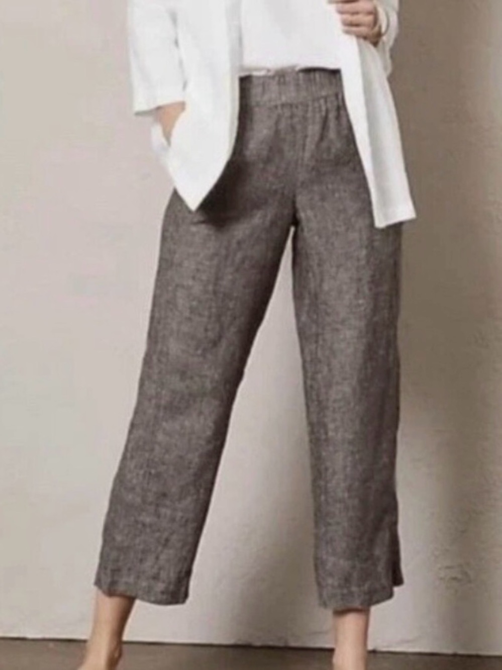 J. Jill Love Linen Gray 100% Linen Pants Size XL Summer Resortwear Boho Vacation